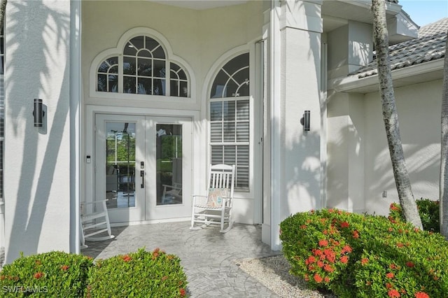 property entrance with french doors