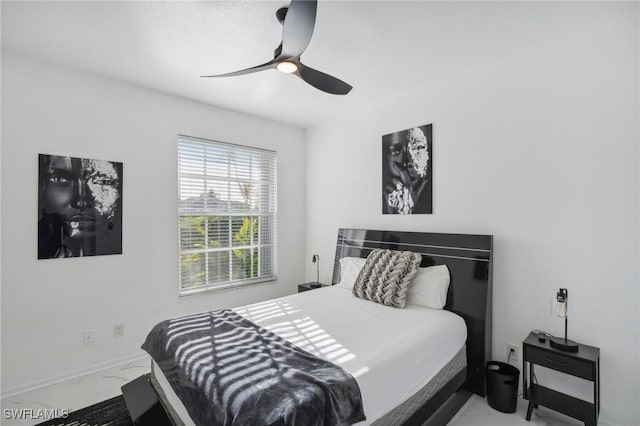 bedroom featuring ceiling fan