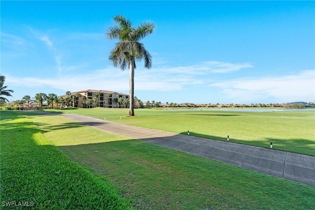 view of property's community with a yard