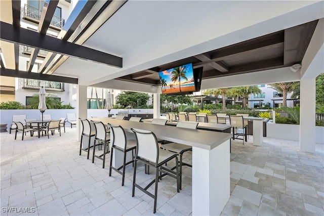 view of patio / terrace with a bar