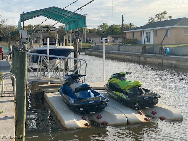 view of dock featuring a water view