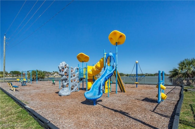 community jungle gym with fence