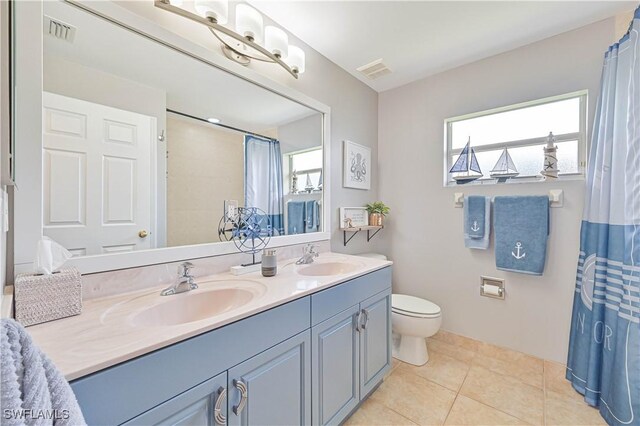 bathroom with tile patterned flooring, visible vents, and a sink