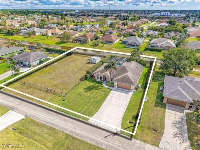 bird's eye view with a residential view