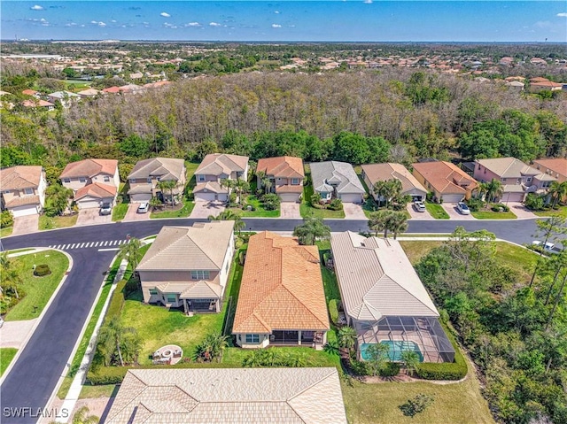 birds eye view of property with a residential view