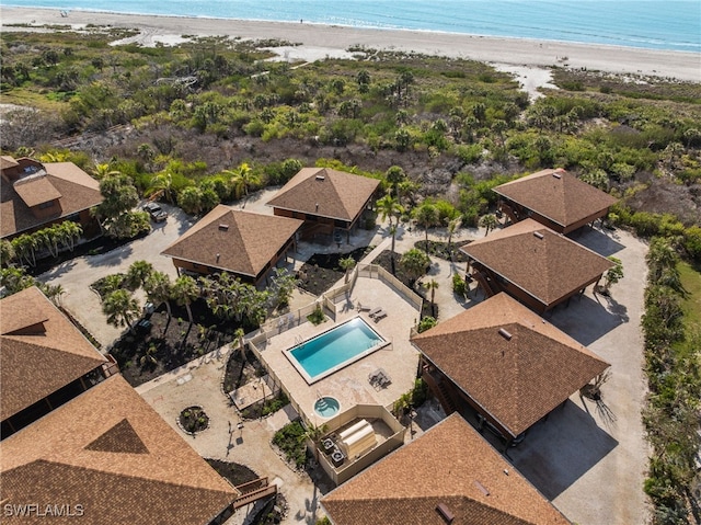 1811 Olde Middle Gulf Dr Unit 10, Sanibel, FL 33957 - drone / aerial view featuring a view of the beach and a water view
