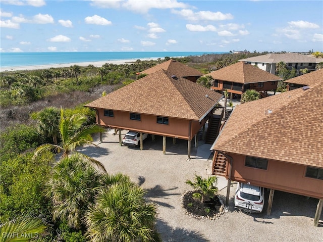 1811 Olde Middle Gulf Dr Unit 10, Sanibel, FL 33957 - aerial view featuring a water view and a beach view