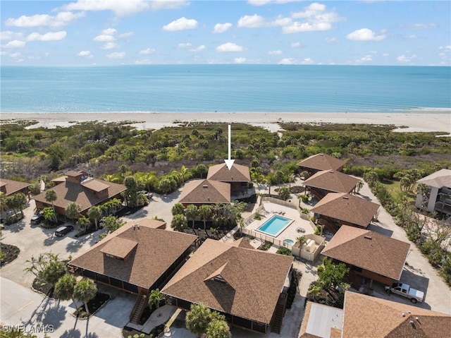 1811 Olde Middle Gulf Dr Unit 10, Sanibel, FL 33957 - aerial view featuring a beach view and a water view
