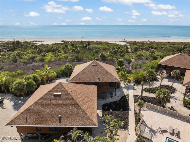 1811 Olde Middle Gulf Dr Unit 10, Sanibel, FL 33957 - drone / aerial view featuring a water view and a beach view