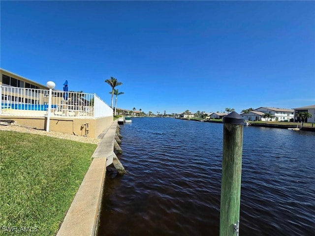 view of dock featuring a water view