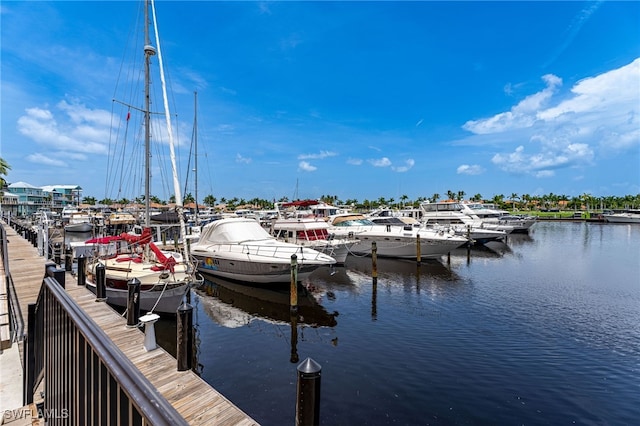 view of dock featuring a water view