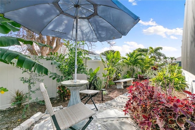 view of patio with a fenced backyard