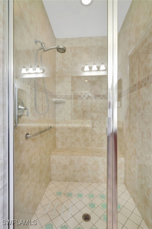 bathroom with a stall shower