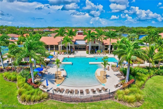 pool featuring a patio area