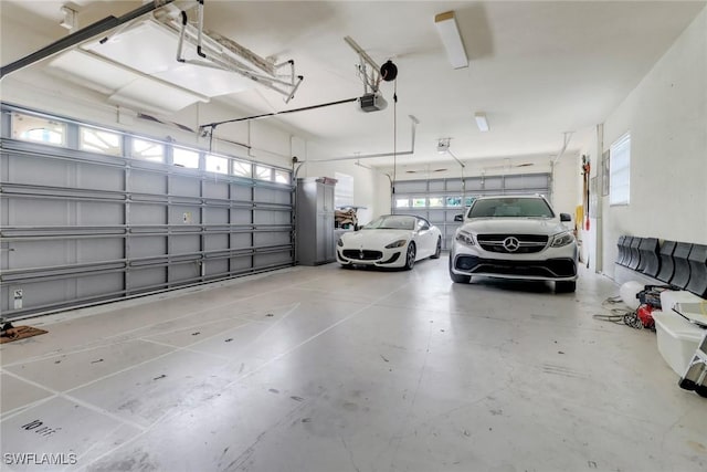 garage with a garage door opener