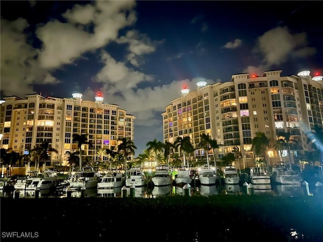 view of property at night