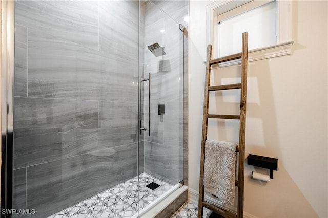 bathroom featuring a stall shower