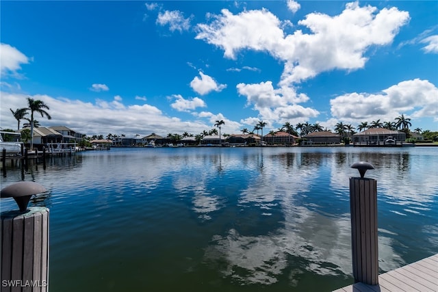 property view of water with a boat dock