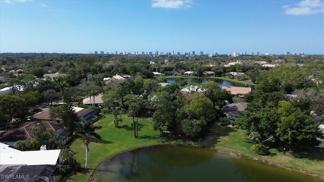 bird's eye view with a water view and a city view