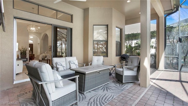 sunroom / solarium with arched walkways