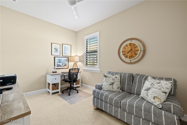 office area with carpet floors and baseboards