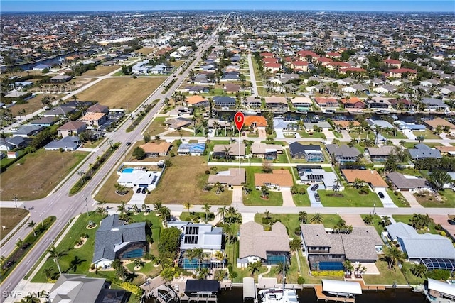 aerial view with a residential view