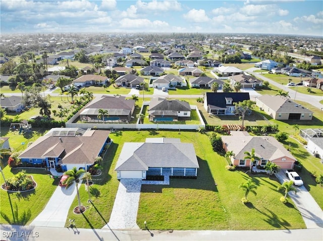 birds eye view of property with a residential view