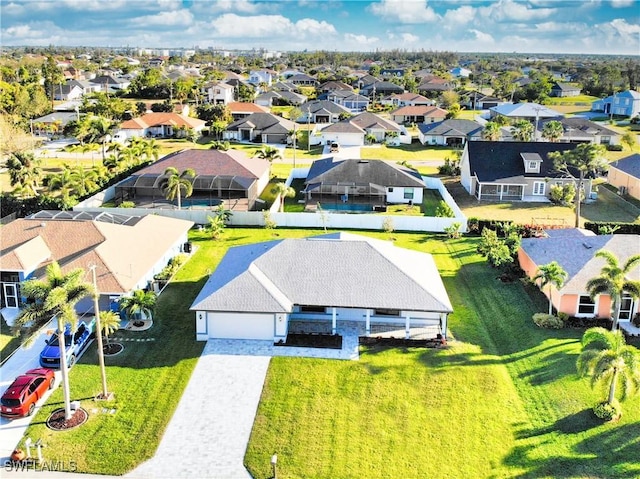 aerial view with a residential view