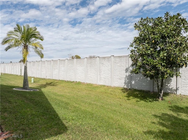 view of yard featuring a fenced backyard