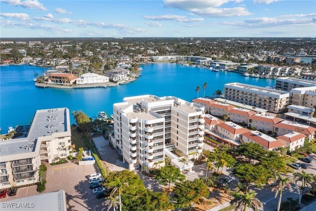 bird's eye view with a water view and a city view