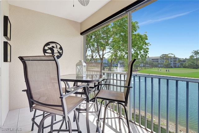 balcony with a water view