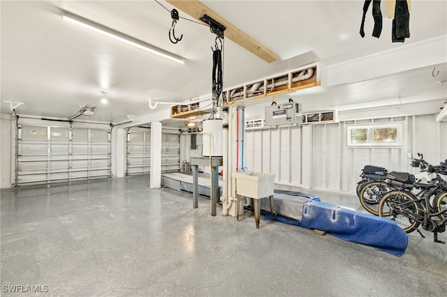 garage with a garage door opener