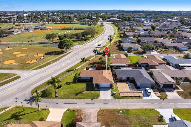 bird's eye view with a residential view