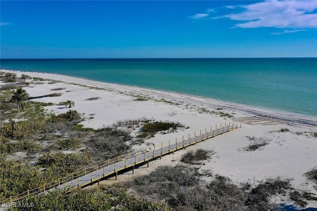 view of water feature featuring a beach view