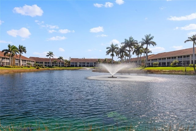 view of water feature with a residential view