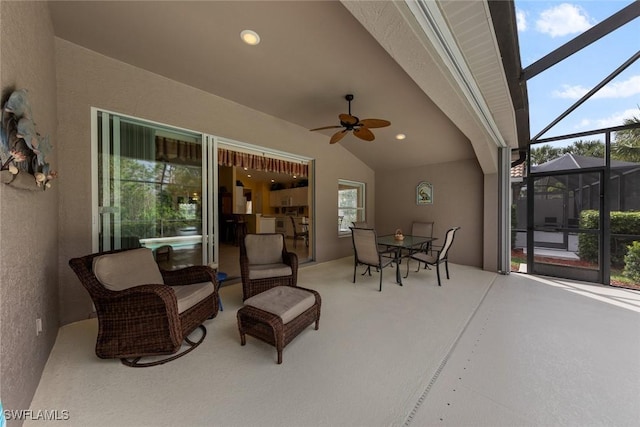 view of patio featuring a ceiling fan