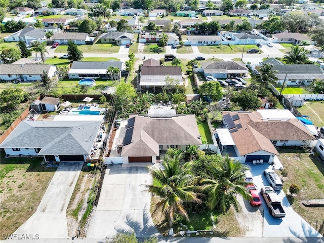 drone / aerial view with a residential view