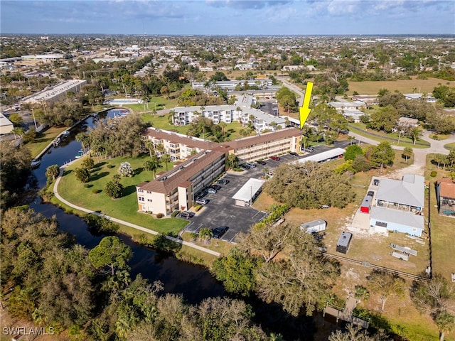 bird's eye view featuring a water view