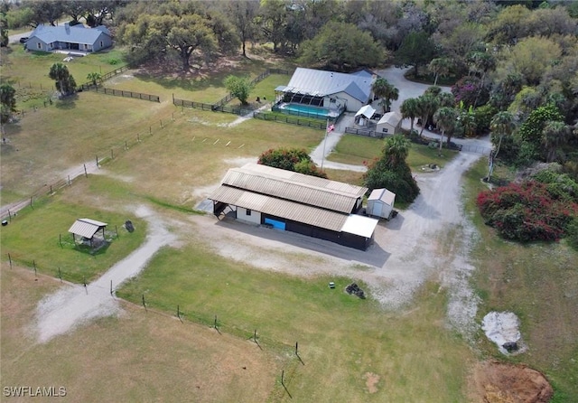 bird's eye view with a rural view