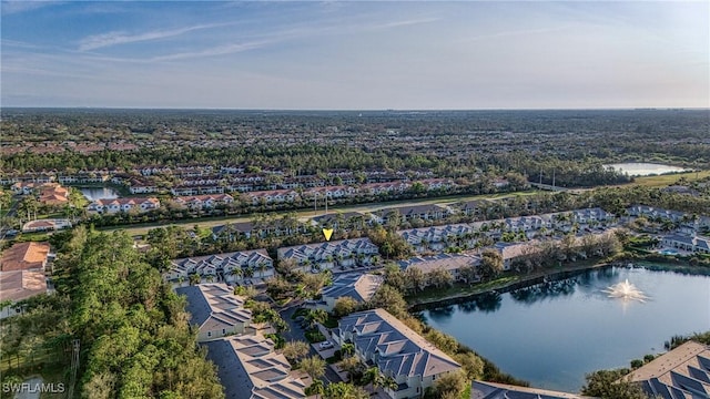 bird's eye view with a water view and a residential view