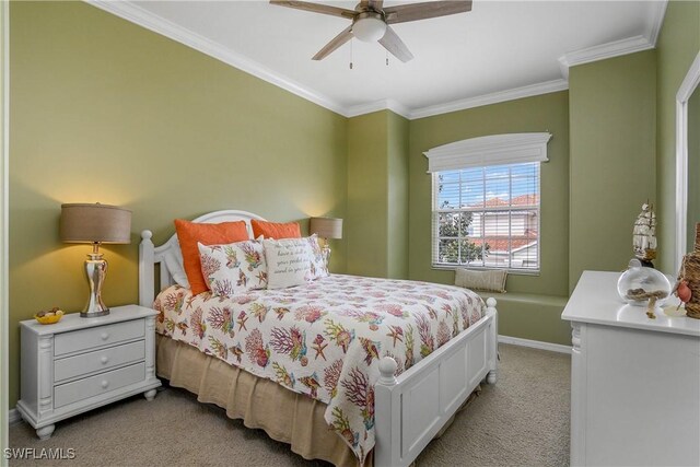 22810 Sago Pointe Dr Unit 2403, Estero, FL 34135 - bedroom featuring carpet floors, crown molding, and a ceiling fan