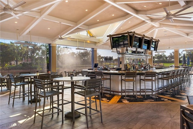 22810 Sago Pointe Dr Unit 2403, Estero, FL 34135 - view of patio with exterior bar and ceiling fan
