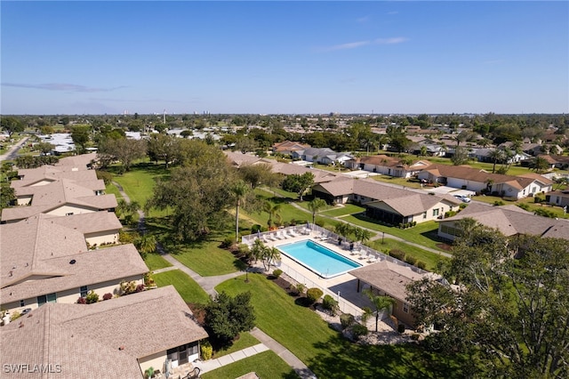 bird's eye view with a residential view