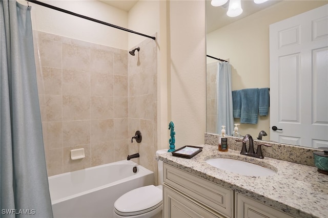 28074 Edenderry Ct, Bonita Springs, FL 34135 - bathroom featuring vanity, shower / bath combo with shower curtain, and toilet