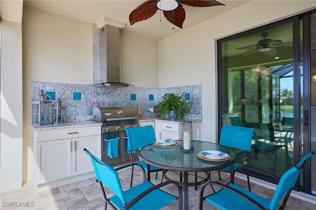 28074 Edenderry Ct, Bonita Springs, FL 34135 - view of patio / terrace with a ceiling fan and outdoor dining space