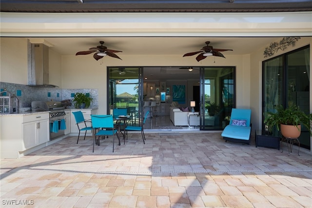 28074 Edenderry Ct, Bonita Springs, FL 34135 - view of patio with ceiling fan and outdoor dining area