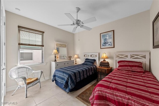4178 Bloomfield St, Fort Myers, FL 33916 - bedroom with light tile patterned flooring, baseboards, and ceiling fan