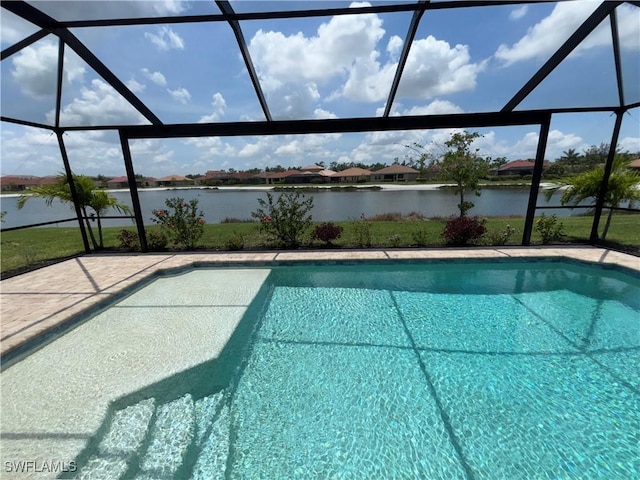 4178 Bloomfield St, Fort Myers, FL 33916 - outdoor pool featuring glass enclosure and a water view