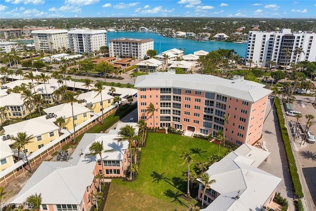 bird's eye view with a water view and a city view