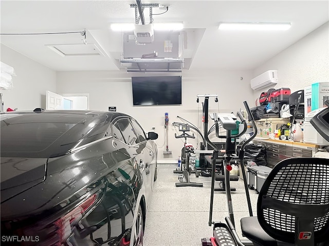 garage featuring an AC wall unit